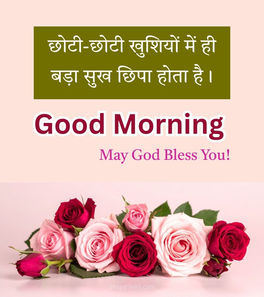 Good Morning Quotes Hindi with Rose Flowers