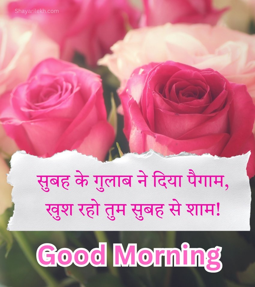 Good Morning Roses with Hindi 2 Lines Wishes