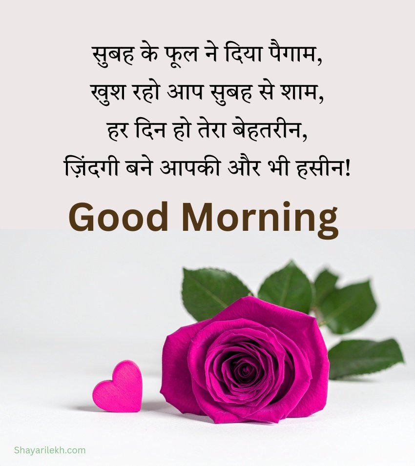 Love Suprabhat Images in Hindi with Rose Flower