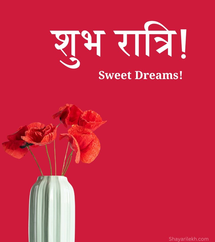 Good Night Wishes with Rose Vase Hindi