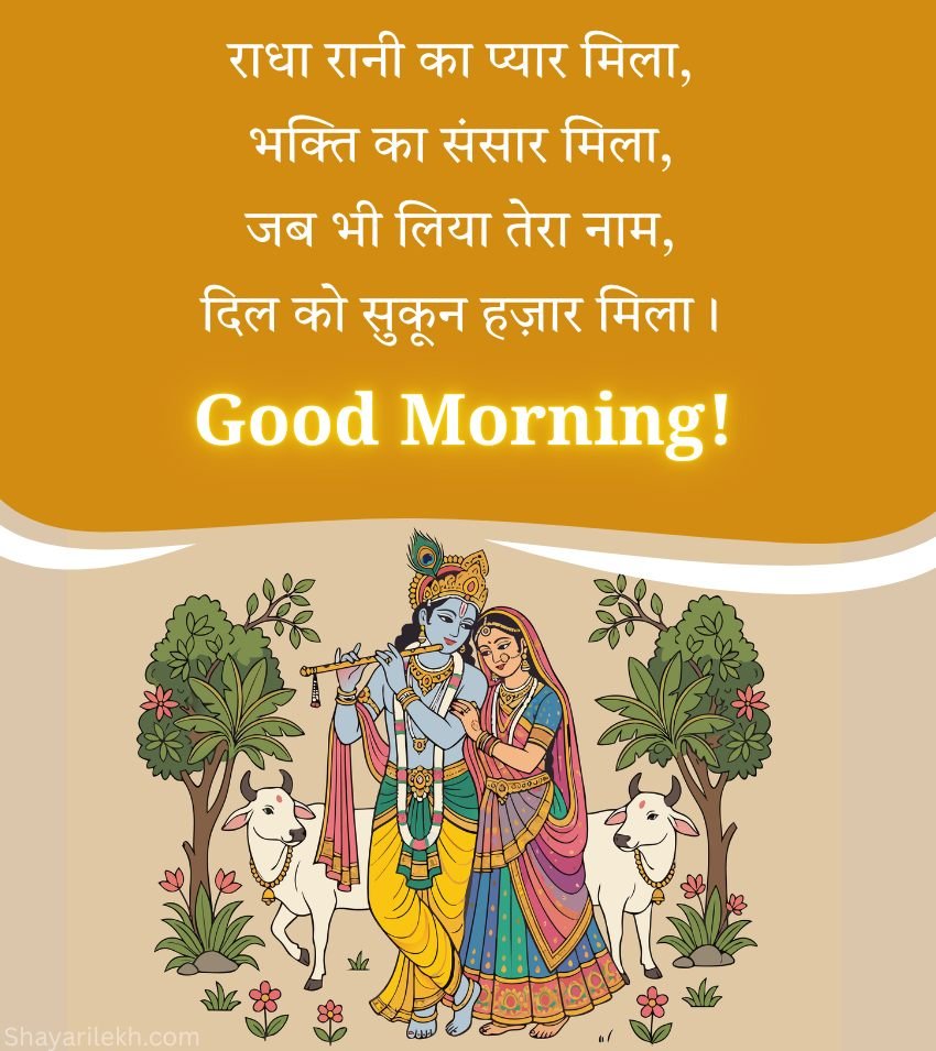 Radha Krishna Good Morning Images with Bhakti Quotes