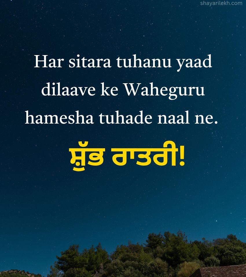 Punjabi Good Night Quotes With Night Sky Background
