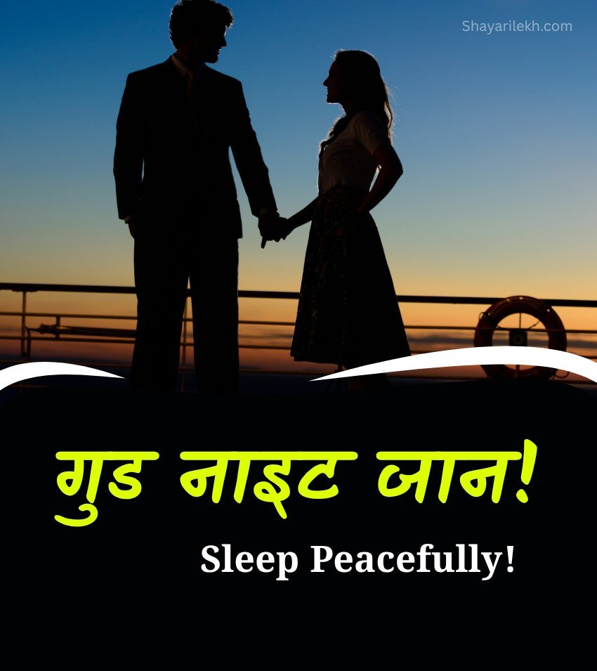 Romantic Couple with Good Night Quotes Hindi Images